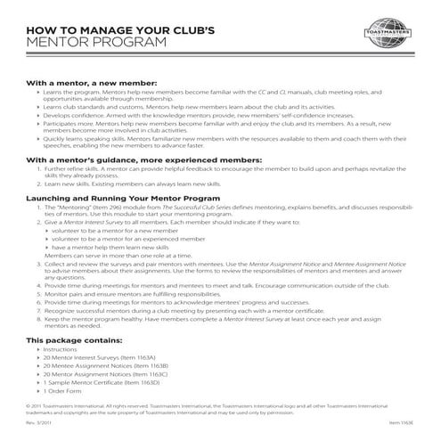 Mentoring - How to Manage Your Club's Mentor Program