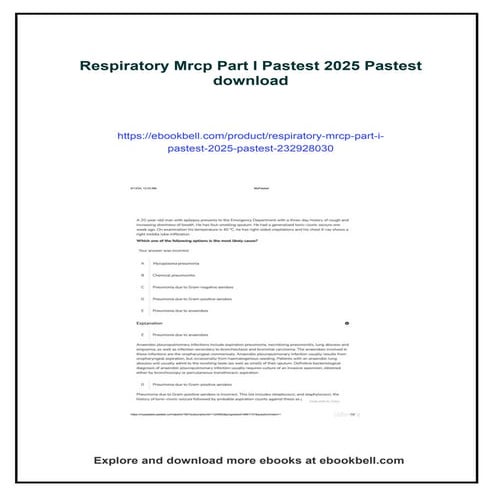Respiratory Mrcp Part I Pastest 2025 Pastest | PDF