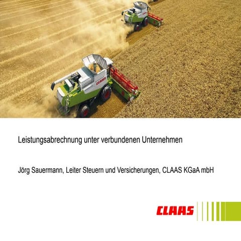 Leistungsabrechnung unter verbundenen Unternehmen - Präsentation von Jörg Sau...