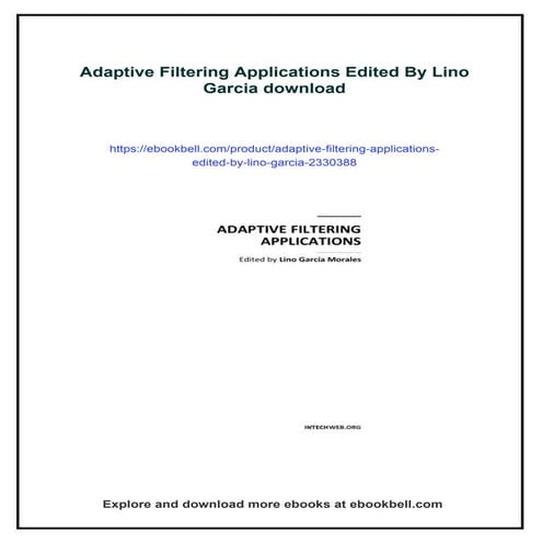 Adaptive Filtering Applications Edited By Lino Garcia