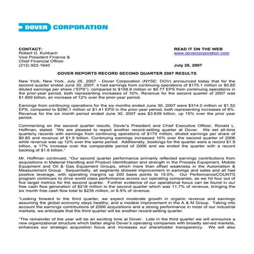 dover news_72507_earnings