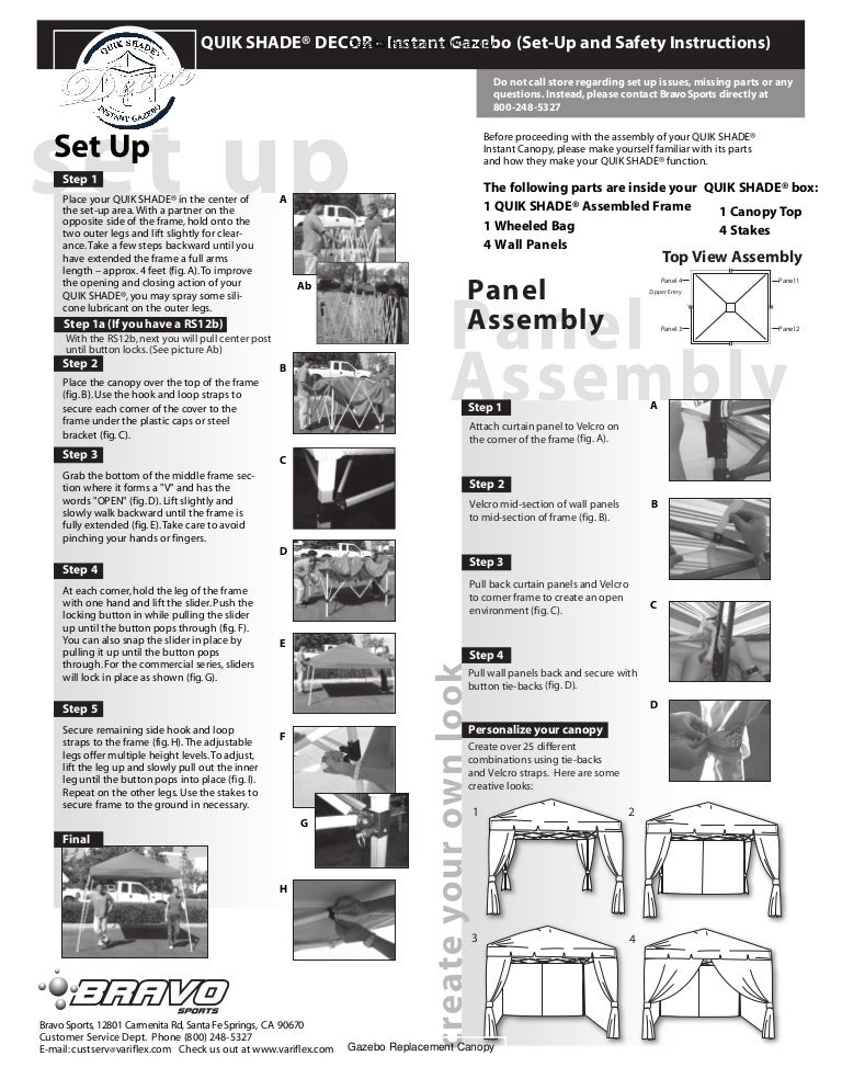 Instant Gazebo (SetUp and Safety Instructions)