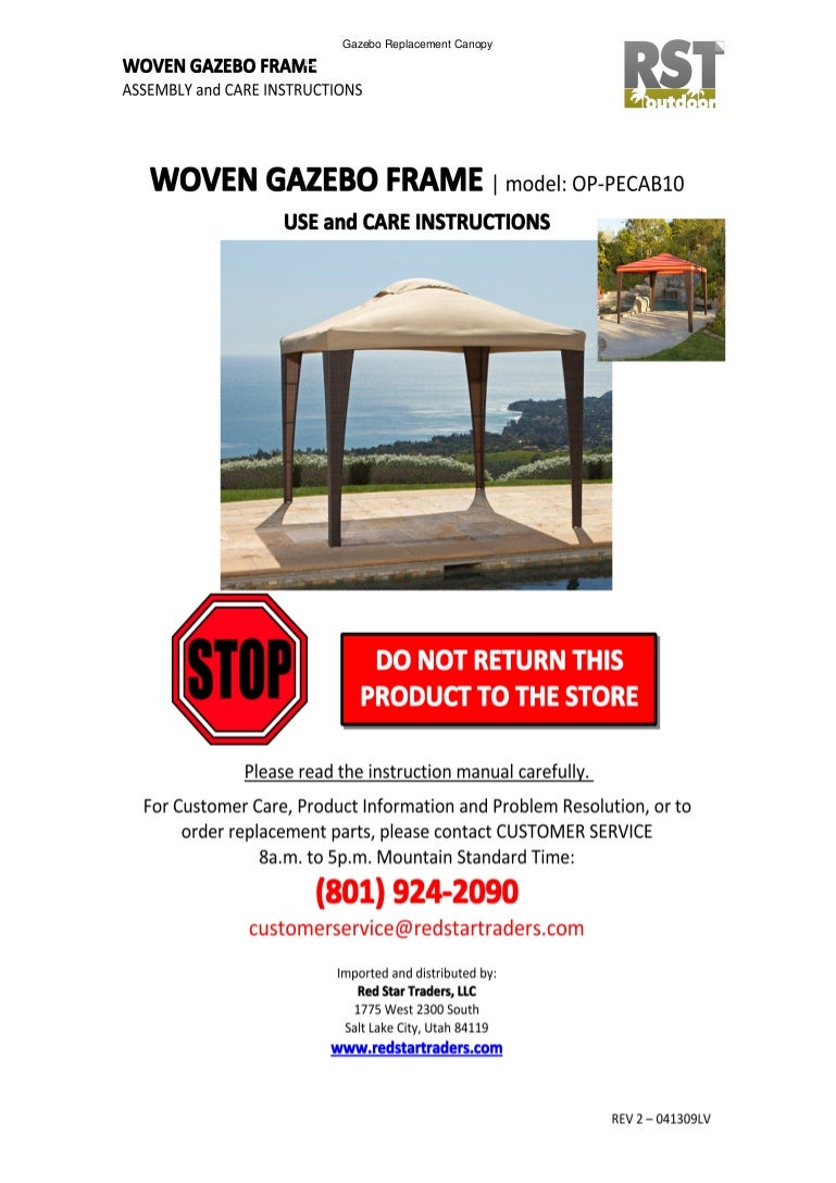 vmi 10x10 gazebo assembly instructions on Woven Gazebo Frame Assembly And Care Instructions