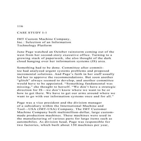 CASE STUDY I-1 IMT Custom Machine Company, Inc. S.docx