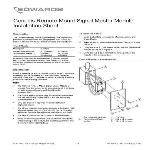 Edwards Signaling 116DEGEXA-FJ Installation Manual | PDF
