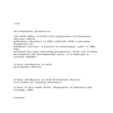 116 Developmental perspectives The NSW Office of 