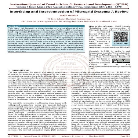 Interfacing and Interconnection of Microgrid Systems A Review