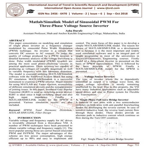 Matlab Simulink Model of Sinusoidal PWM For Three-Phase Voltage Source Inverter