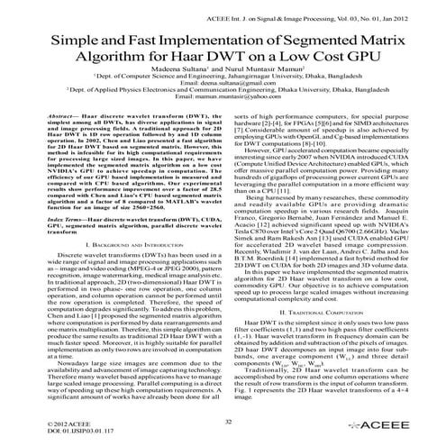 Simple and Fast Implementation of Segmented Matrix Algorithm for Haar DWT on ...