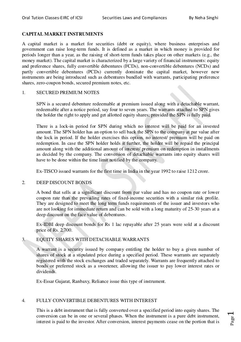 Capital Market instruments