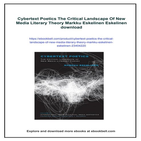 Cybertext Poetics The Critical Landscape Of New Media Literary Theory ...