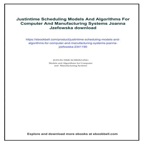 Justintime Scheduling Models And Algorithms For Computer And ...