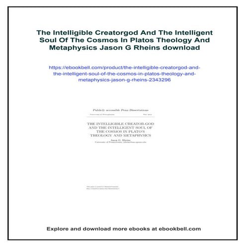 The Intelligible Creatorgod And The Intelligent Soul Of The Cosmos In ...