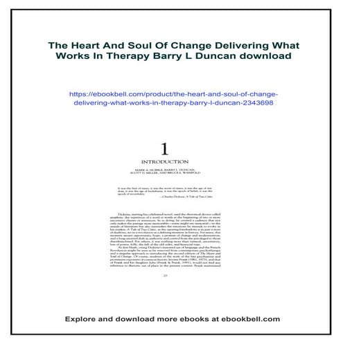 The Heart And Soul Of Change Delivering What Works In Therapy Barry L ...