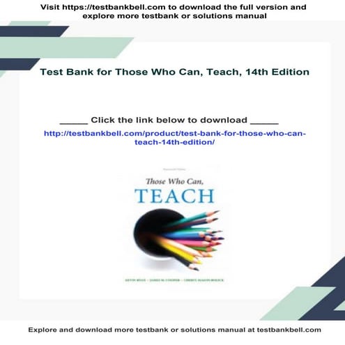 Test Bank for Those Who Can, Teach, 14th Edition | PDF