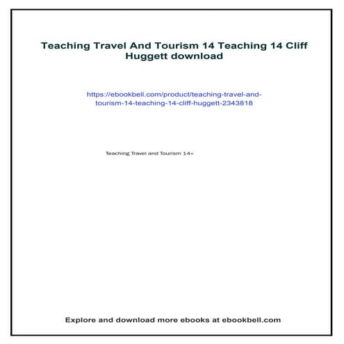 Teaching Travel And Tourism 14 Teaching 14 Cliff Huggett