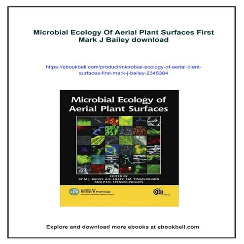 Microbial Ecology Of Aerial Plant Surfaces First Mark J Bailey | PDF