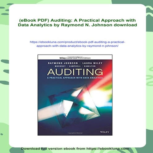 (eBook PDF) Auditing: A Practical Approach with Data Analytics by Raymond N. ...