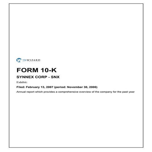 SYNNEX CORP10K_021307