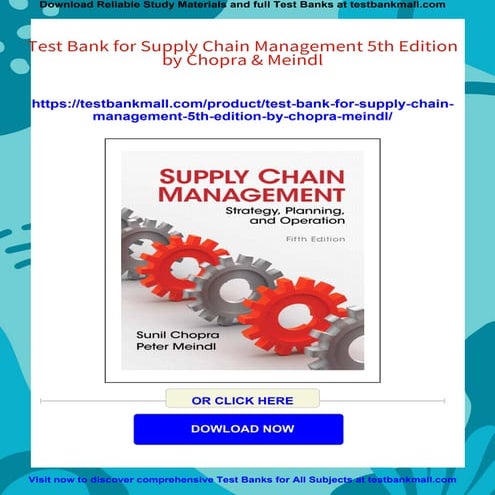 Test Bank for Supply Chain Management 5th Edition by Chopra & Meindl | PDF
