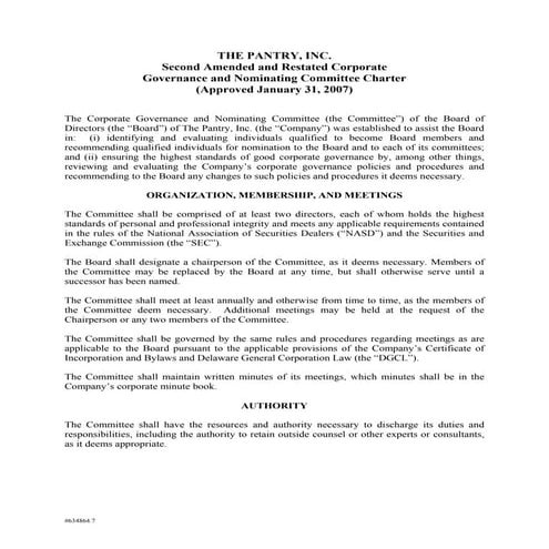 Call Wave Corporate Governance Compensation Committee Charter
