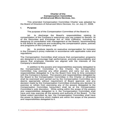 Bli compensation committee charter