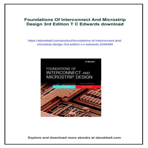 Foundations Of Interconnect And Microstrip Design 3rd Edition T C ...