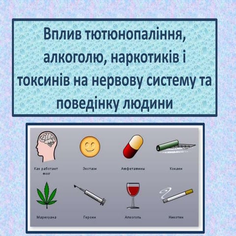 Вплив алкоголю, наркотиків і токсинів на нервову систему