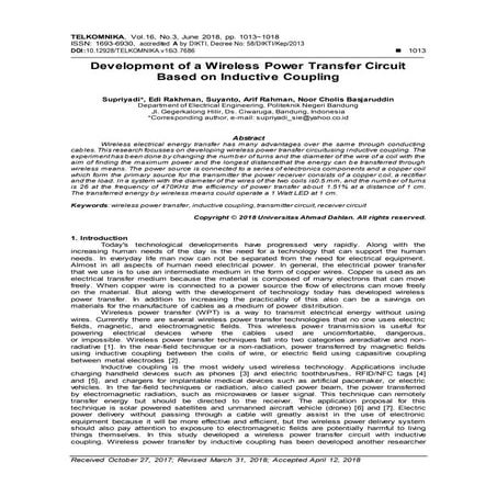 Development of a Wireless Power Transfer Circuit Based on Inductive Coupling