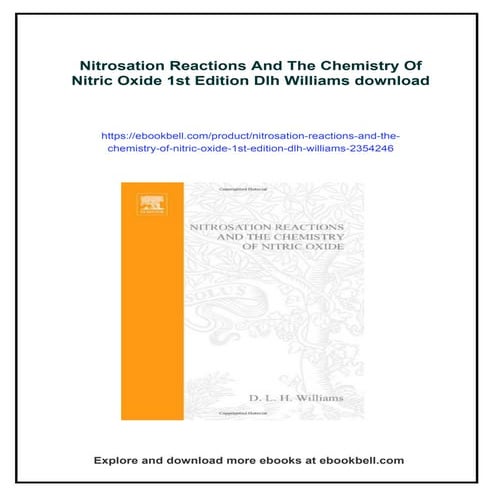 Nitrosation Reactions And The Chemistry Of Nitric Oxide 1st Edition Dlh Williams
