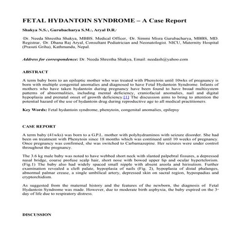 FETAL HYDANTOIN SYNDROME final