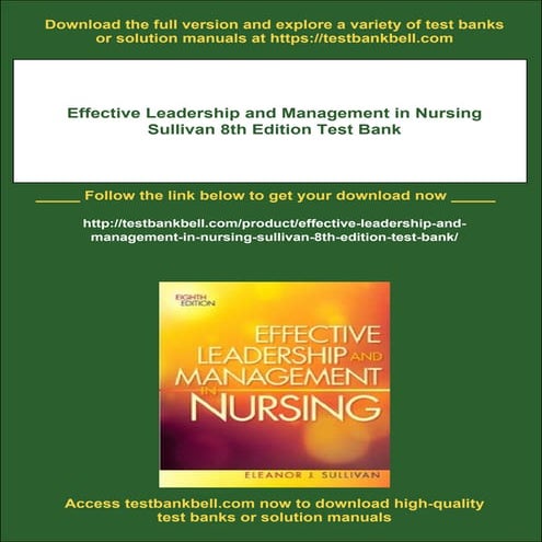 Effective Leadership and Management in Nursing Sullivan 8th Edition Test Bank