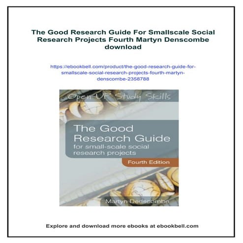 The Good Research Guide For Smallscale Social Research Projects Fourth Martyn...