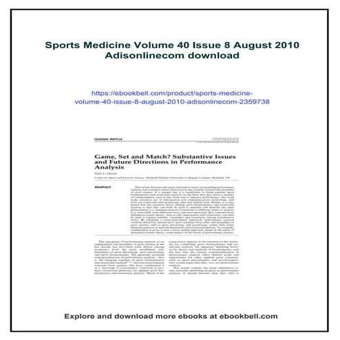 Sports Medicine Volume 40 Issue 8 August 2010 Adisonlinecom