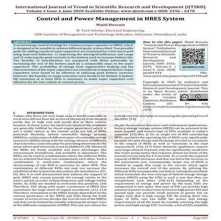 Control and Power Management in HRES System
