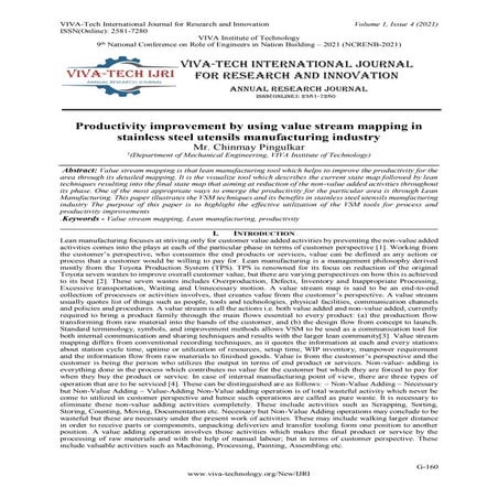 Productivity improvement by using value stream mapping in  stainless steel ut...