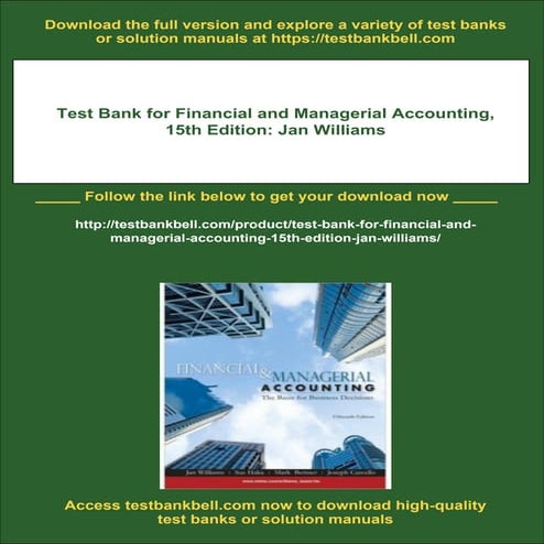 Test Bank for Financial and Managerial Accounting, 15th Edition: Jan Williams