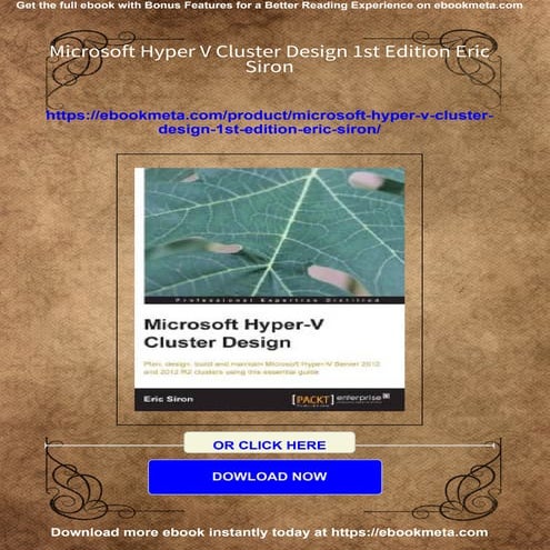 Complete Download Microsoft Hyper V Cluster Design 1st Edition Eric Siron PDF...