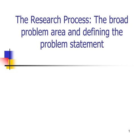 Research Process: The Broad Problem area and defining the problem statement