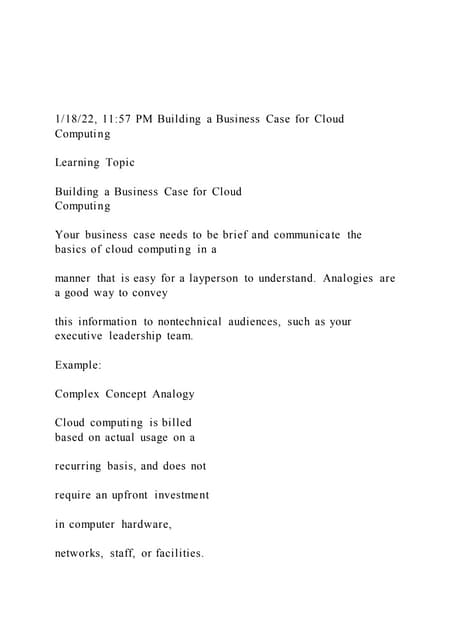 11822, 1157 PM Building a Business Case for Cloud Computing