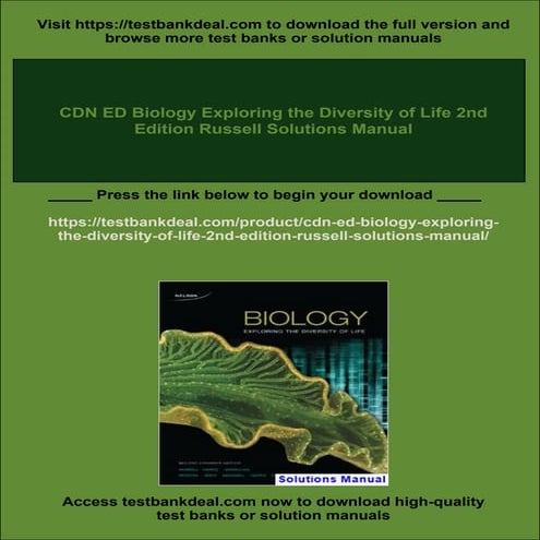 Biology Canadian Canadian 2nd Edition Brooker Solutions Manual | PDF
