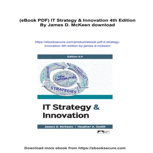(eBook PDF) IT Strategy & Innovation 4th Edition By James D. McKeen