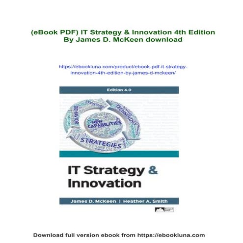 (eBook PDF) IT Strategy & Innovation 4th Edition By James D. McKeen