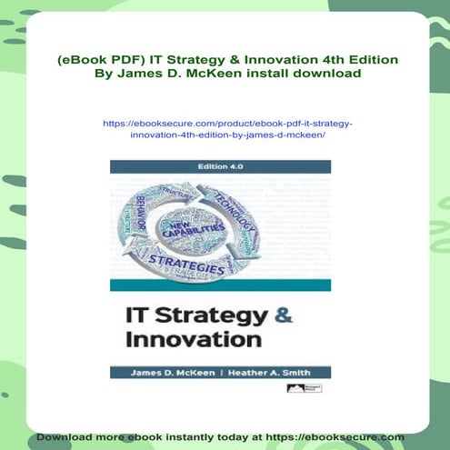 (eBook PDF) IT Strategy & Innovation 4th Edition By James D. McKeen