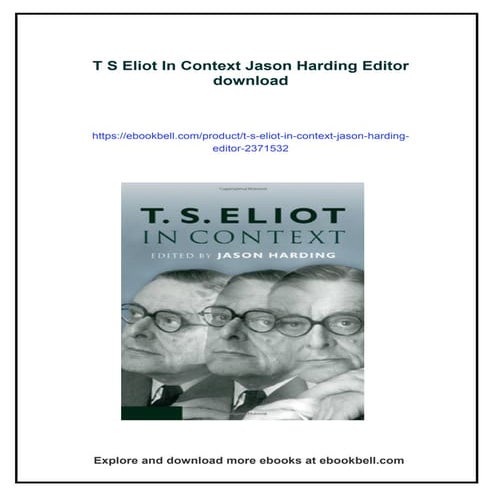T S Eliot In Context Jason Harding Editor