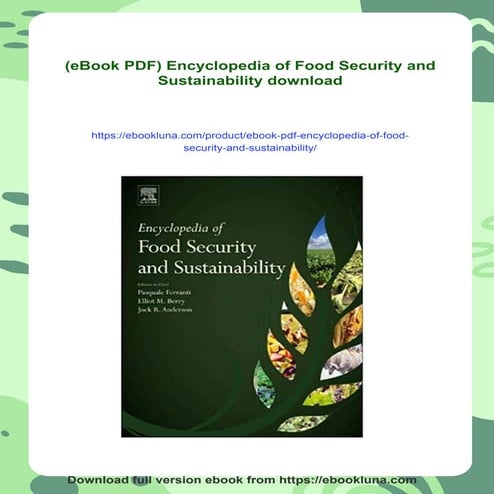 (eBook PDF) Encyclopedia of Food Security and Sustainability | PDF