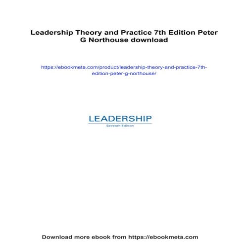 Leadership Theory and Practice 7th Edition Peter G Northouse | PDF