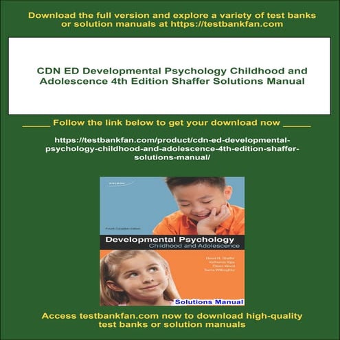 CDN ED Developmental Psychology Childhood and Adolescence 4th Edition Shaffer...
