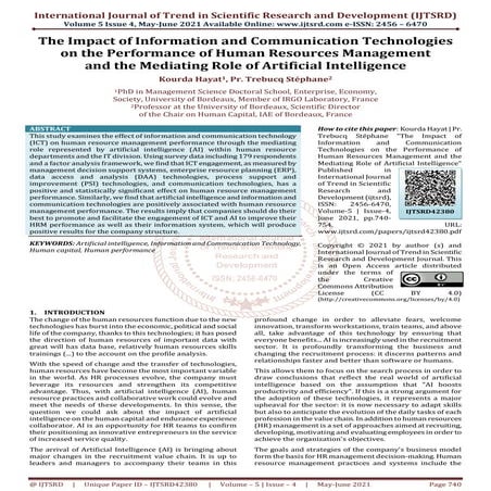 The Impact of Information and Communication Technologies on the Performance o...