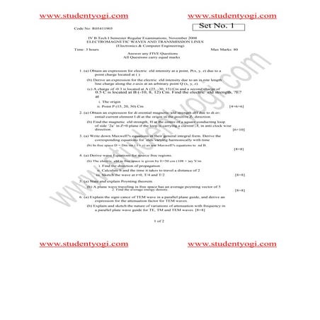 11903 Electromagnetic Waves And Transmission Lines
